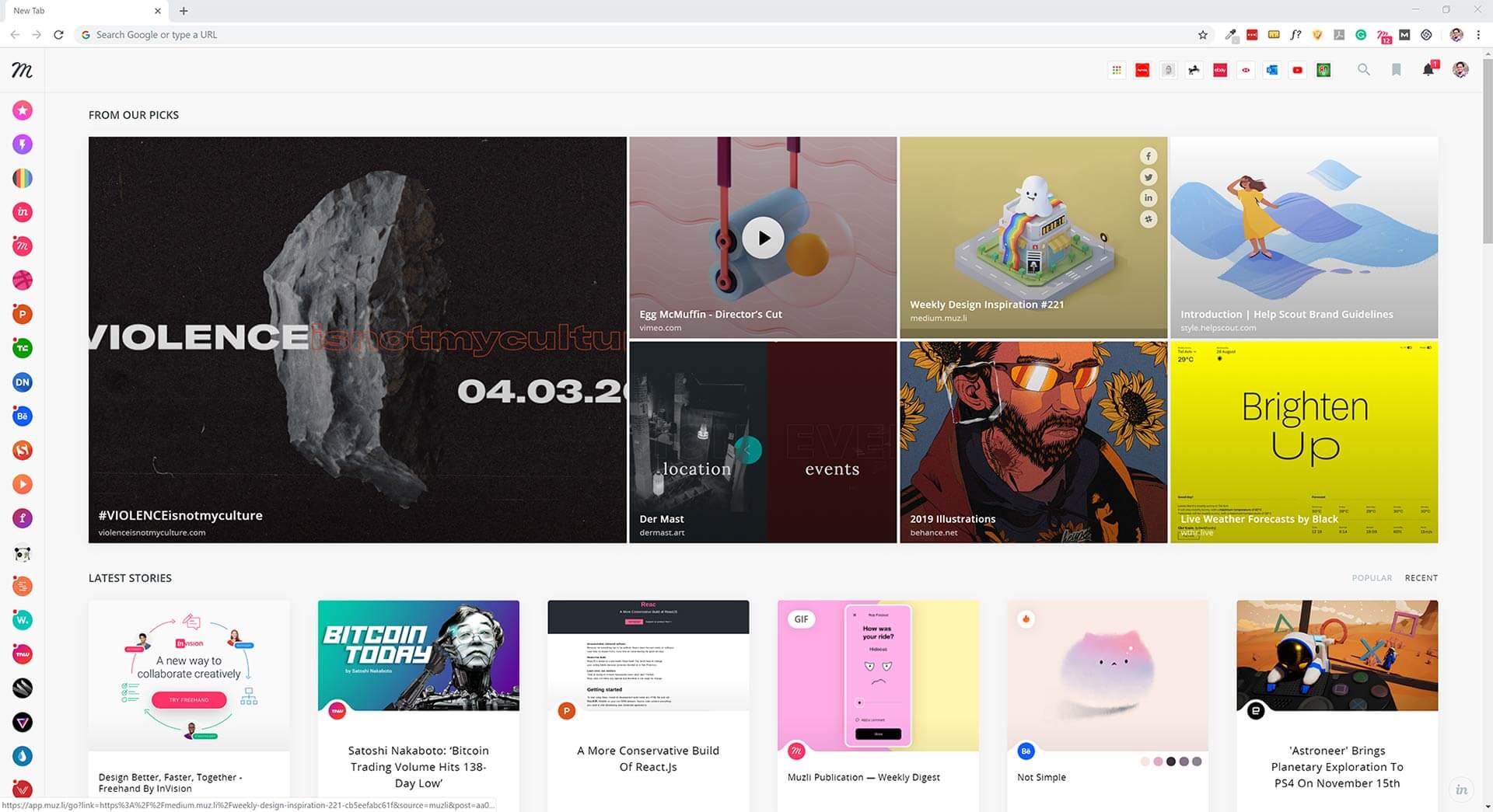 Muzli Chrome extension is a great start of a day for any designer.